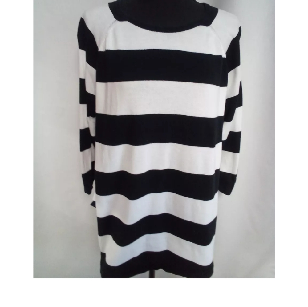 Jeanne Pierre black and white striped long sweater size large NWT